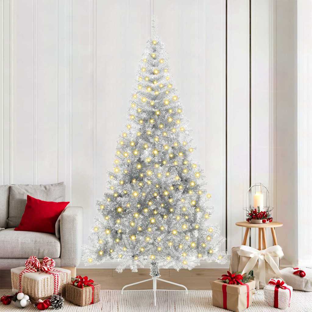 Artificial Pre-lit Christmas Tree Silver 82.7" PET