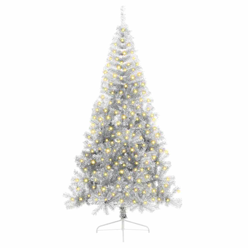 Artificial Pre-lit Christmas Tree Silver 82.7" PET