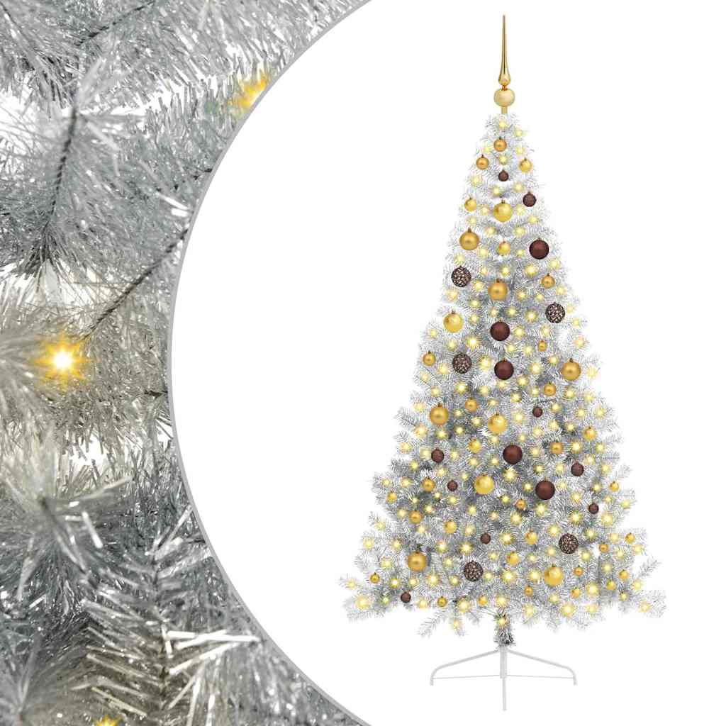 Artificial Pre-lit Christmas Tree Silver 82.7" PET