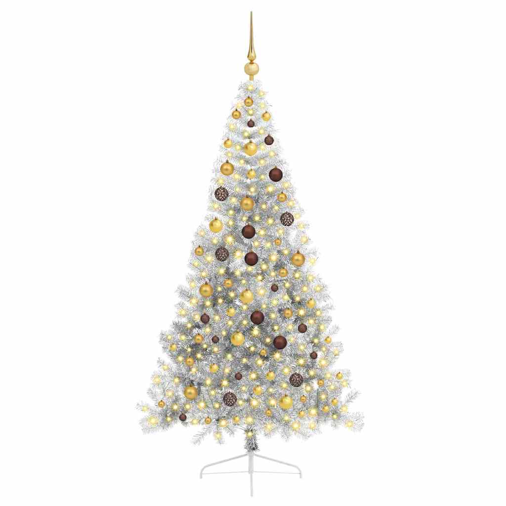 Artificial Pre-lit Christmas Tree Silver 82.7" PET
