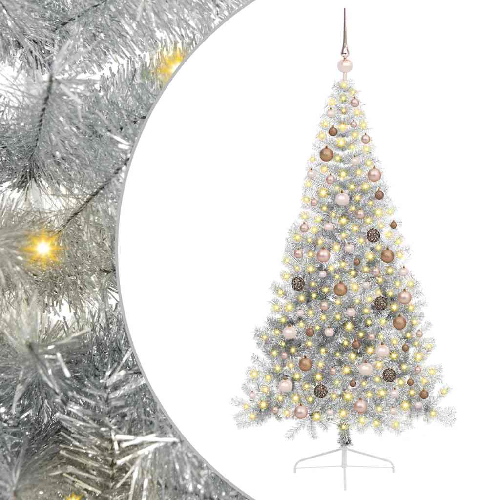 Artificial Pre-lit Christmas Tree Silver 82.7" PET