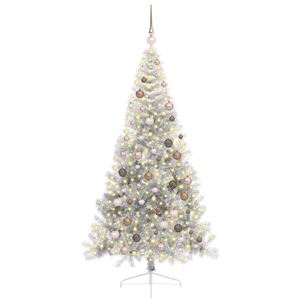 Artificial Pre-lit Christmas Tree Silver 82.7" PET