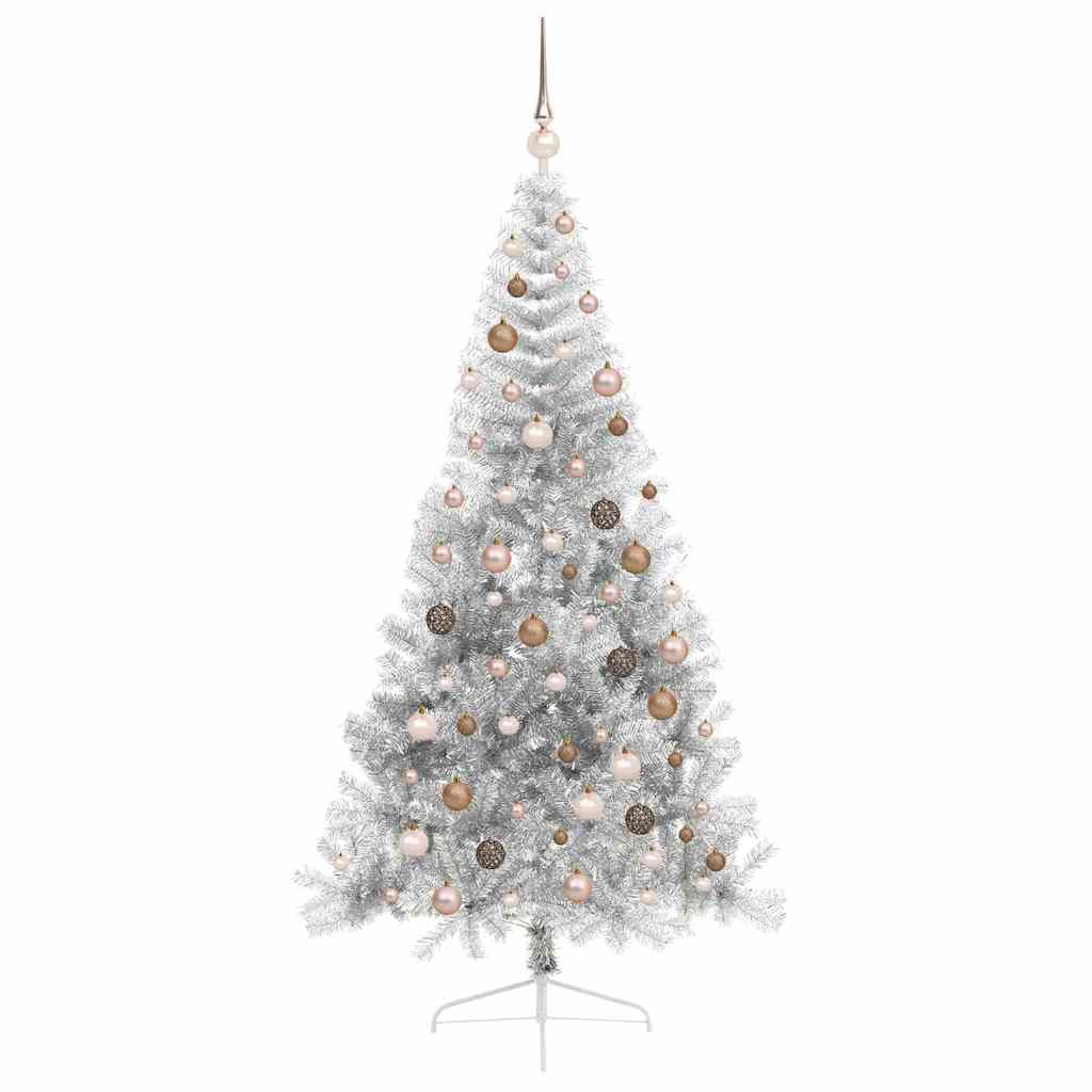 Artificial Pre-lit Christmas Tree Silver 82.7" PET