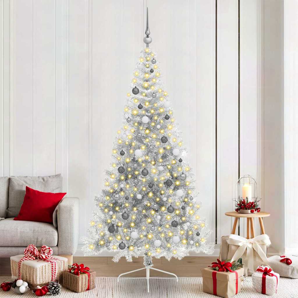 Artificial Pre-lit Christmas Tree Silver 82.7" PET