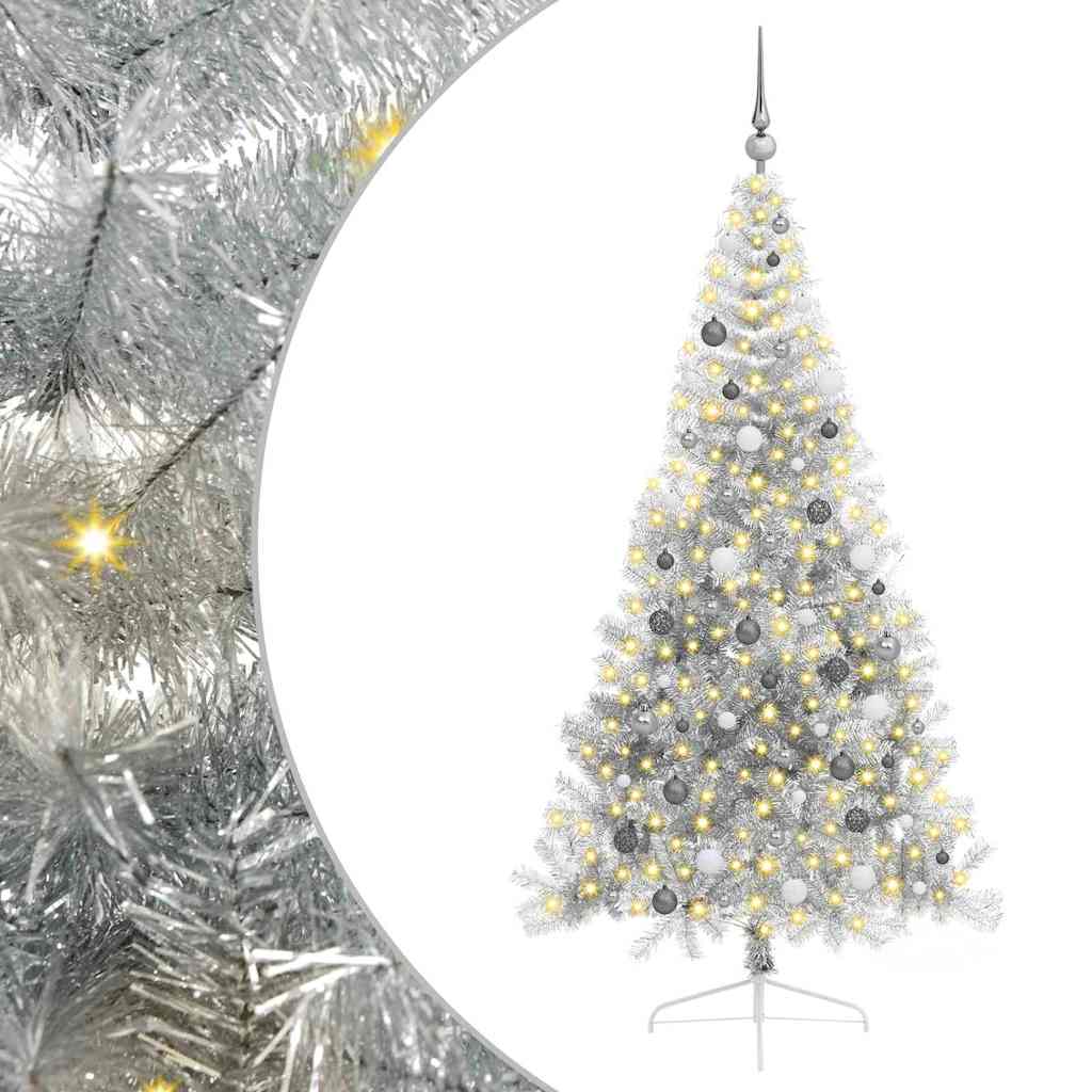 Artificial Pre-lit Christmas Tree Silver 82.7" PET