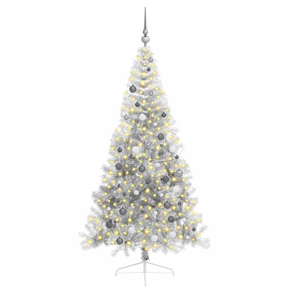Artificial Pre-lit Christmas Tree Silver 82.7" PET