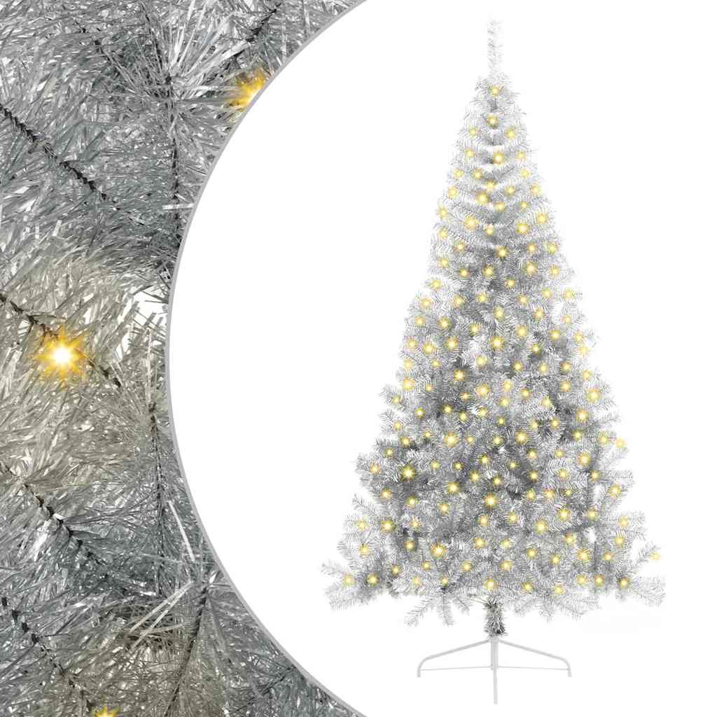 Artificial Pre-lit Christmas Tree Silver 94.5" PET