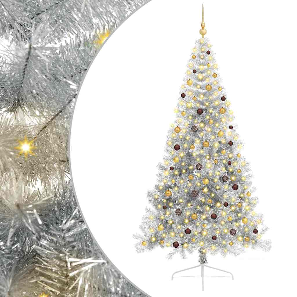 Artificial Pre-lit Christmas Tree Silver 94.5" PET