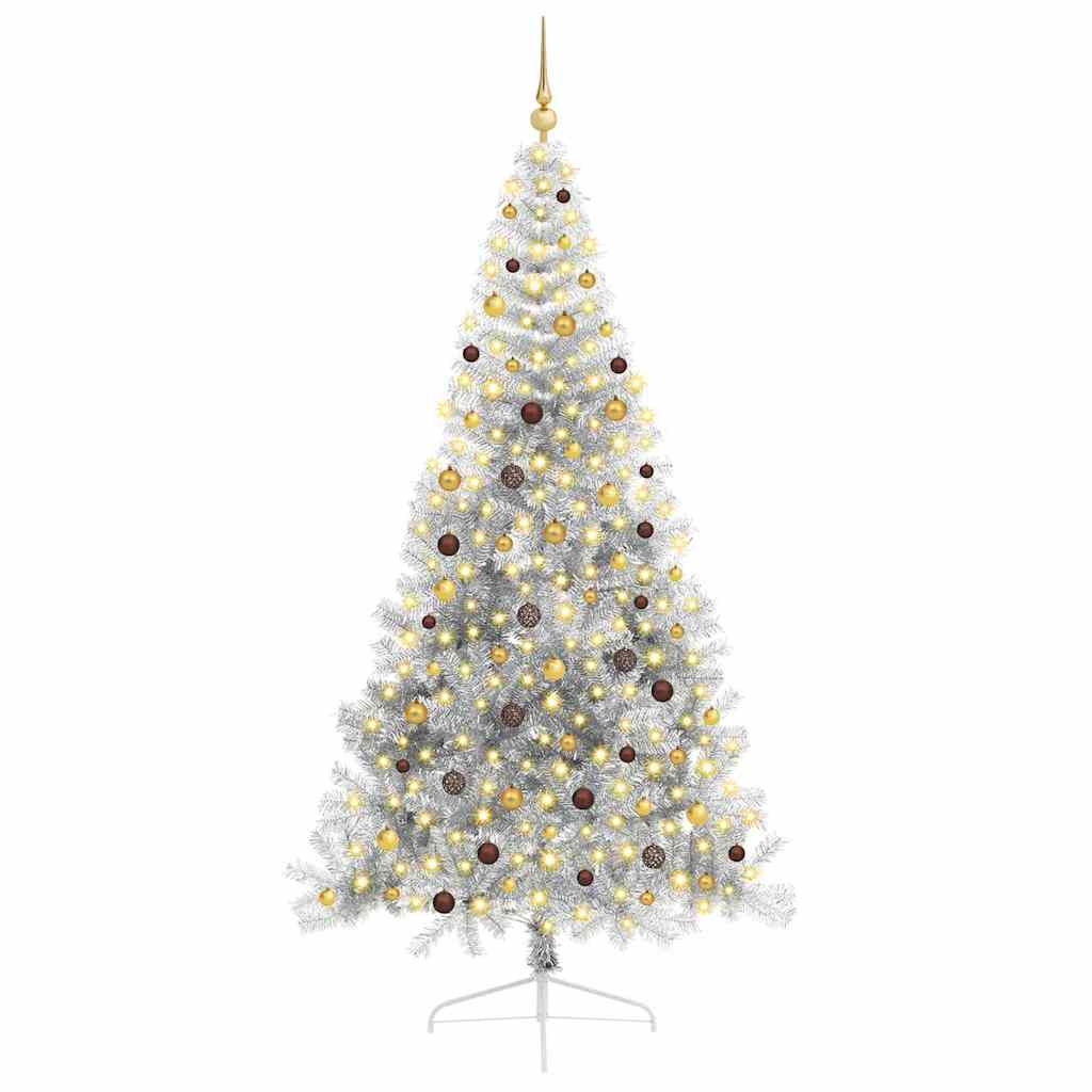 Artificial Pre-lit Christmas Tree Silver 94.5" PET