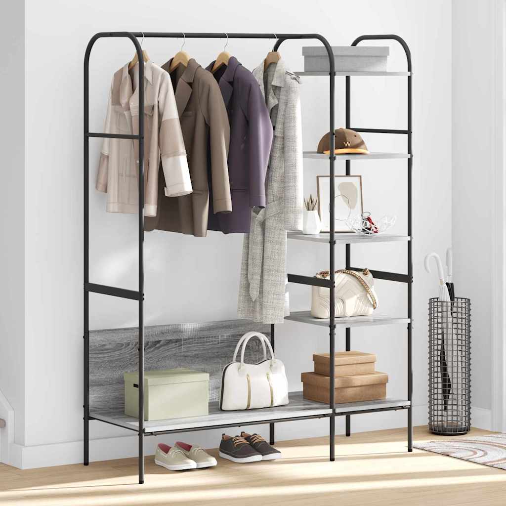 Clothes Rack with Shelf Gray 120 x 44 x 160 cm Engineered wood