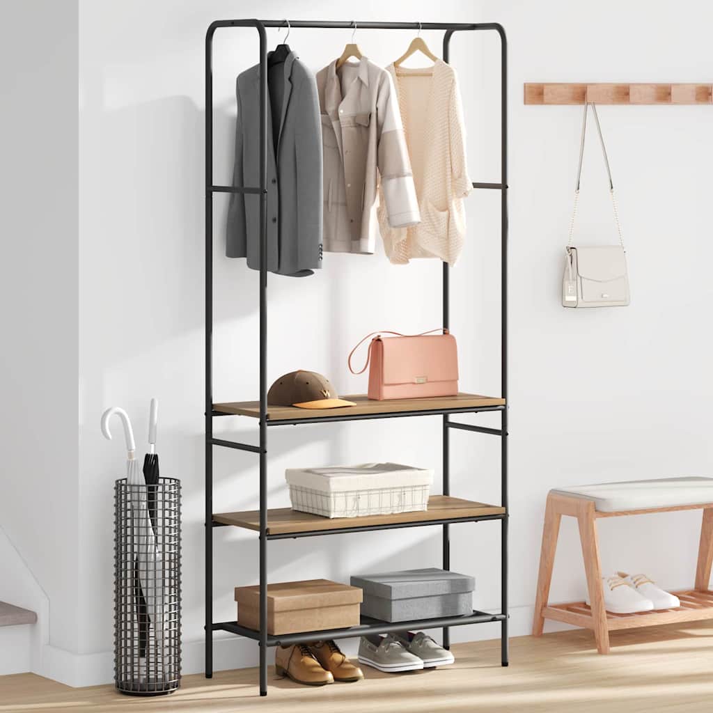 Clothes Rack with Shelves artisan oak 77 x 30 x 171 cm