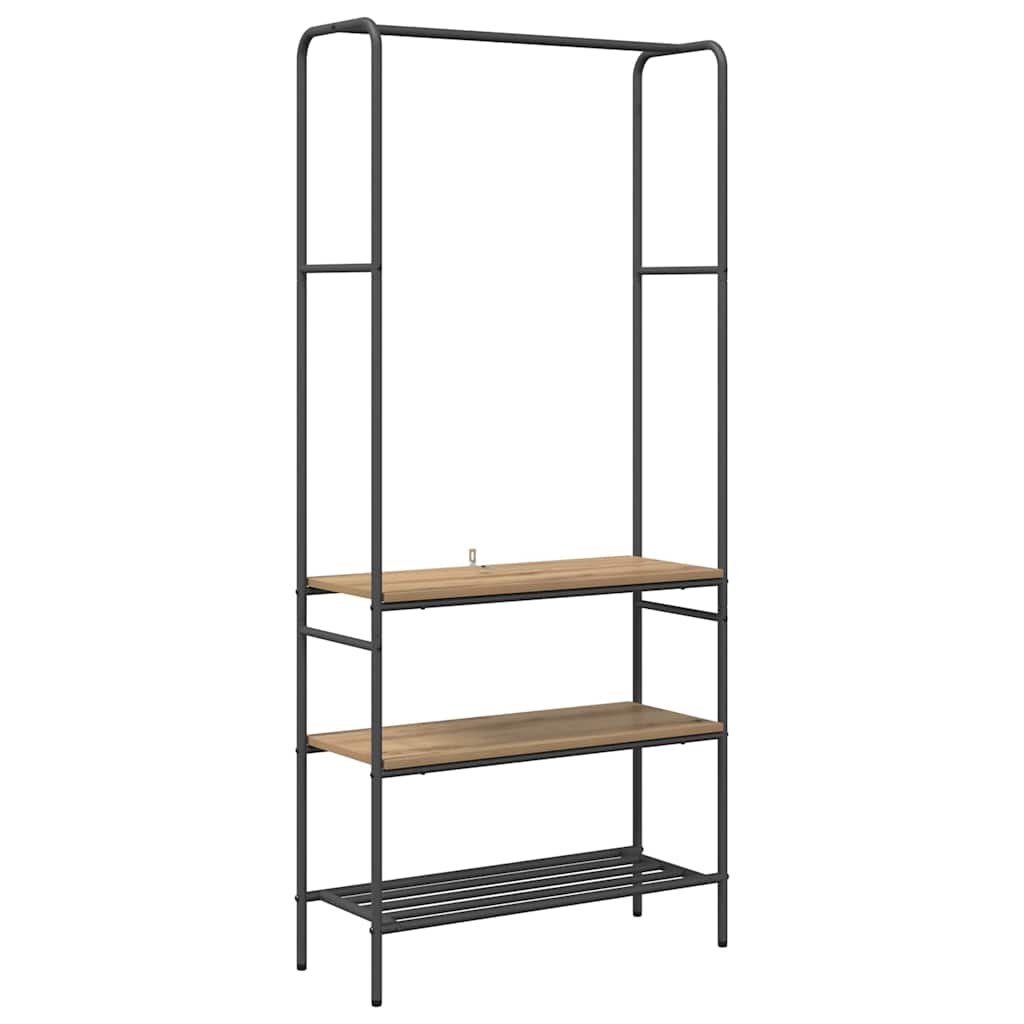 Clothes Rack with Shelves artisan oak 77 x 30 x 171 cm