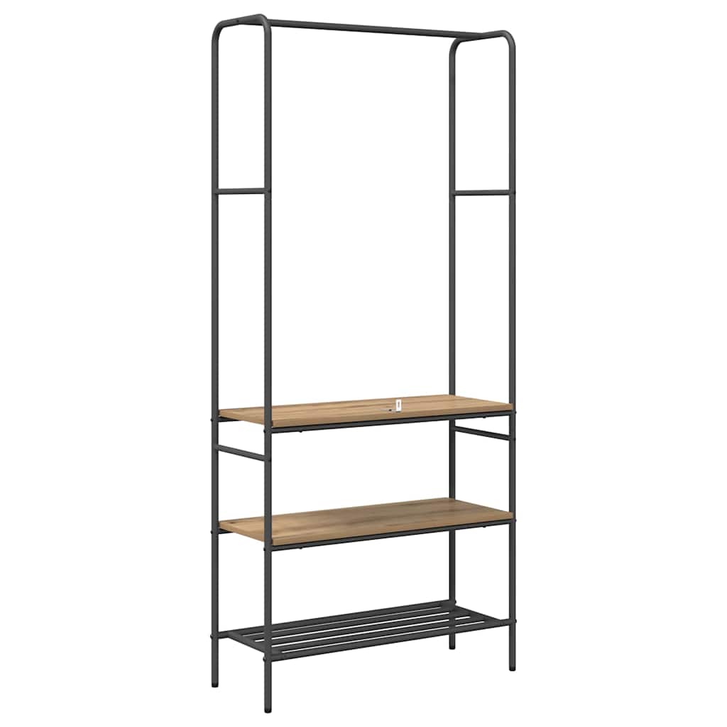 Clothes Rack with Shelves artisan oak 77 x 30 x 171 cm