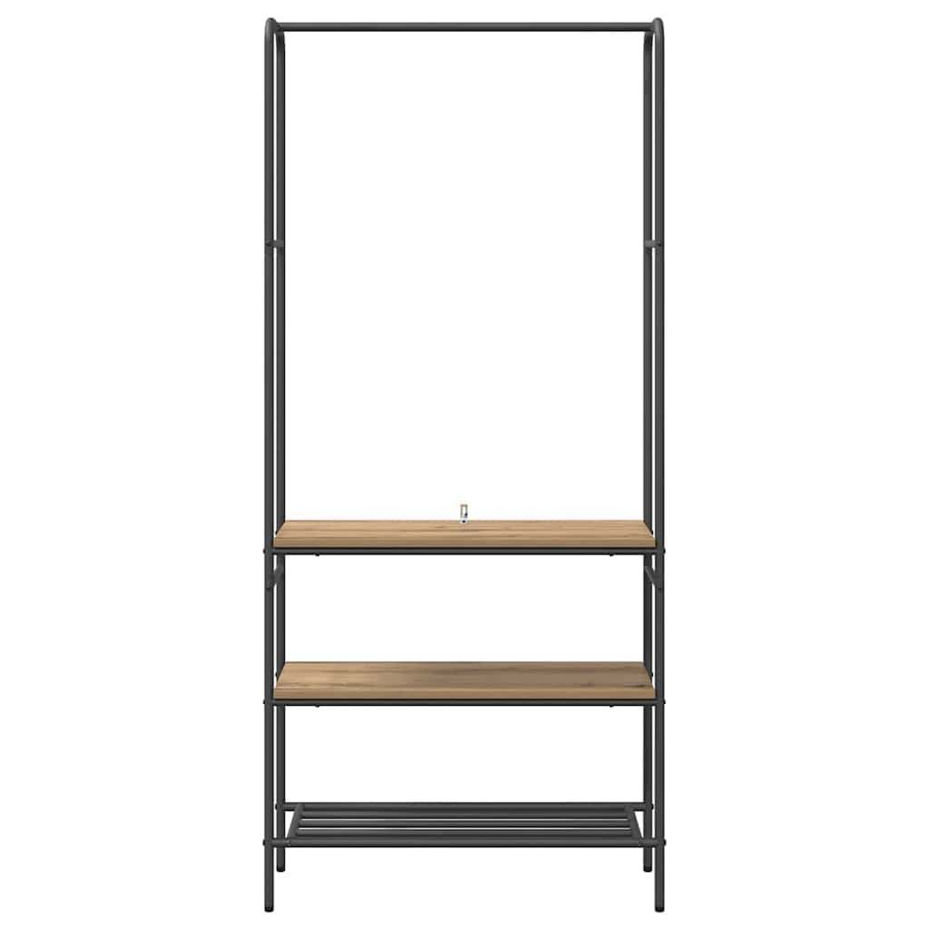 Clothes Rack with Shelves artisan oak 77 x 30 x 171 cm