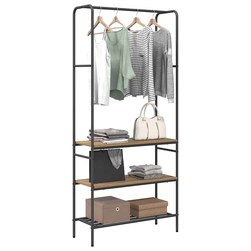 Clothes Rack with Shelves artisan oak 77 x 30 x 171 cm