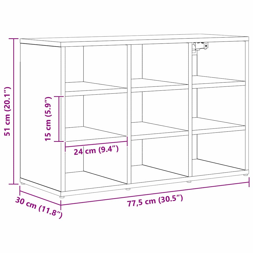 Shoe Cabinet with Shelf Artisan Oak 30.51 x 11.81 x 20.08 in