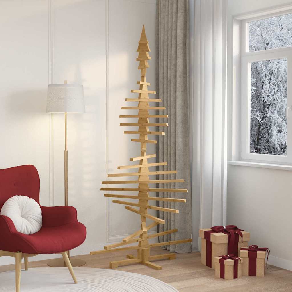 Wooden Christmas Tree with Stand Brown 82.7" Solid pine wood