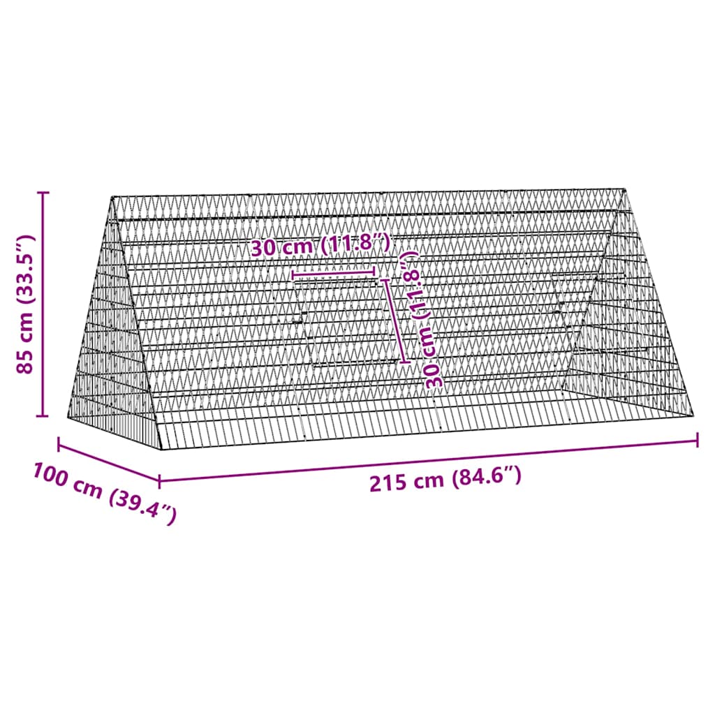 Chicken Cage Silver 84.65 x 39.37 x 33.46 in Galvanised Steel