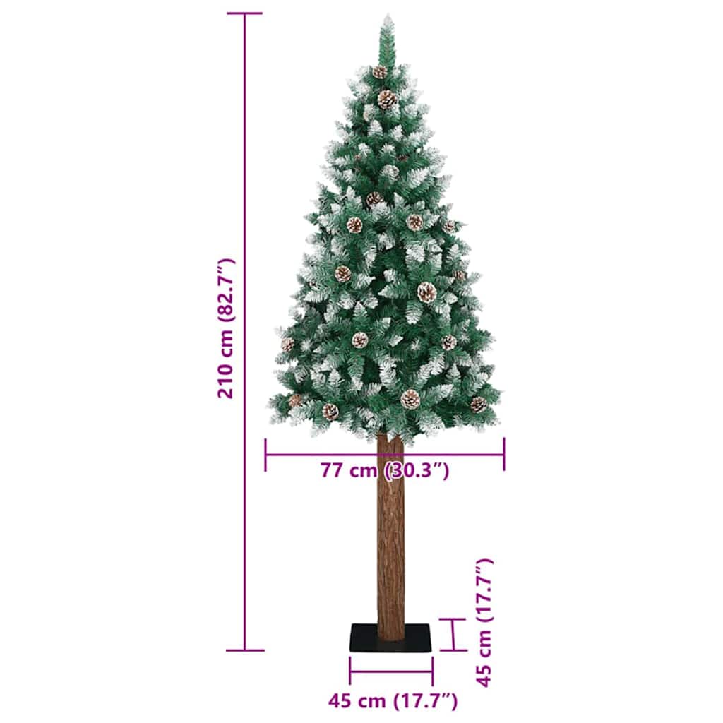 Slim Christmas Tree with 300 LEDs Green and White 82.7