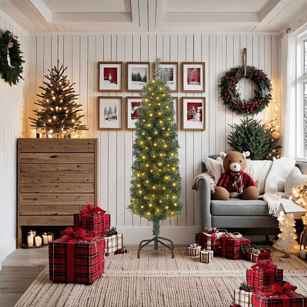 Artificial Christmas Tree Green 70.9" PVC and Steel and Plastic