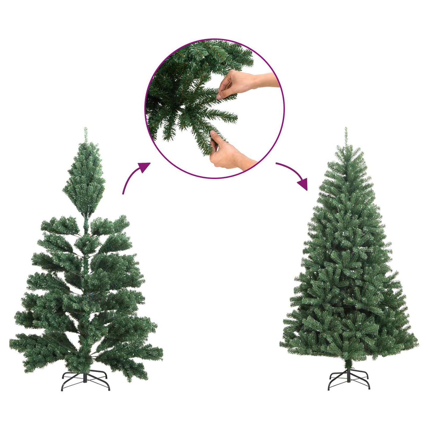 Artificial Christmas Tree with 300 LEDs Green 82.68 in