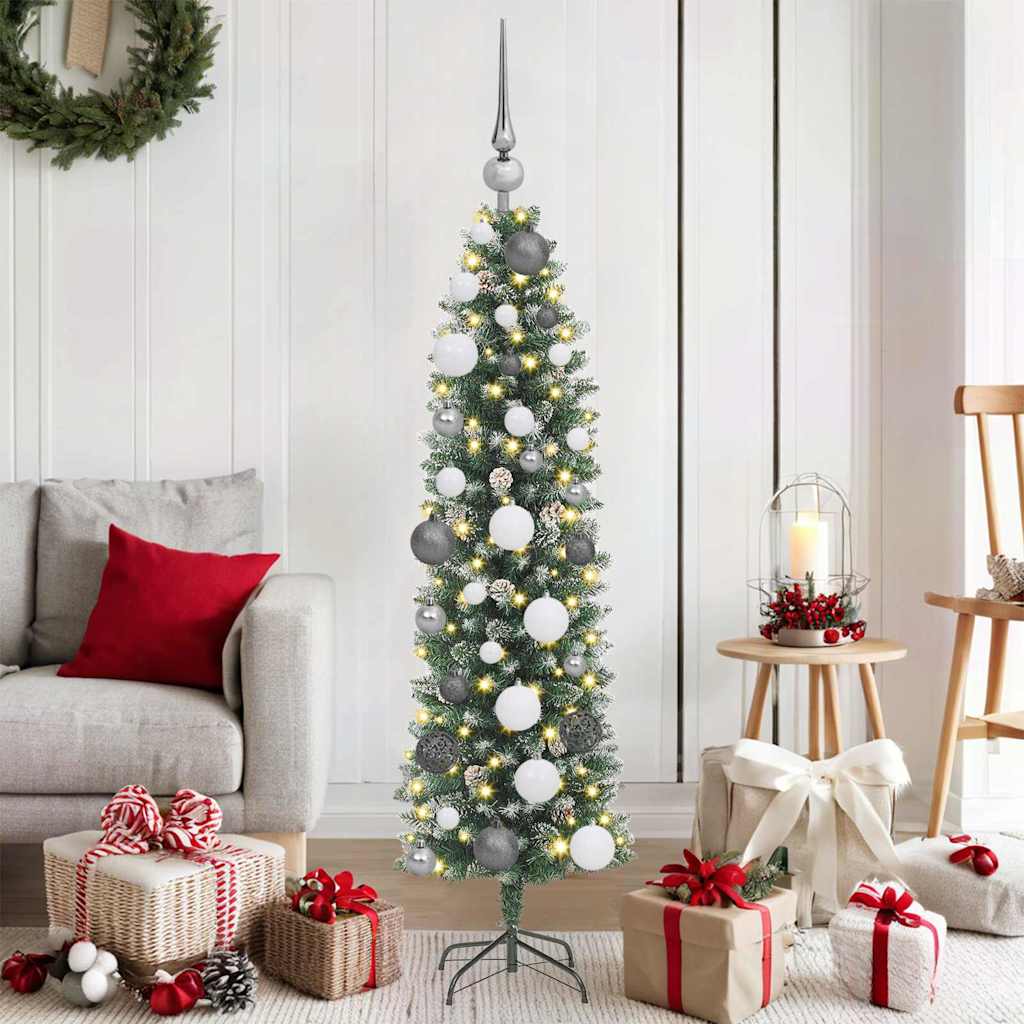 Artificial Slim Christmas Tree with 150 LEDs Green 47.2