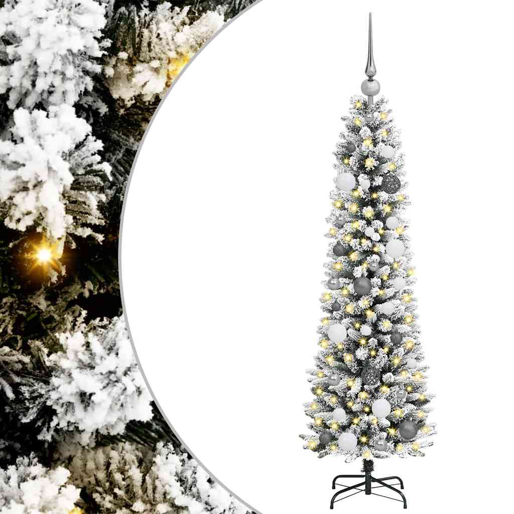 Artificial Christmas Tree White 59.1" PVC and Metal and Plastic