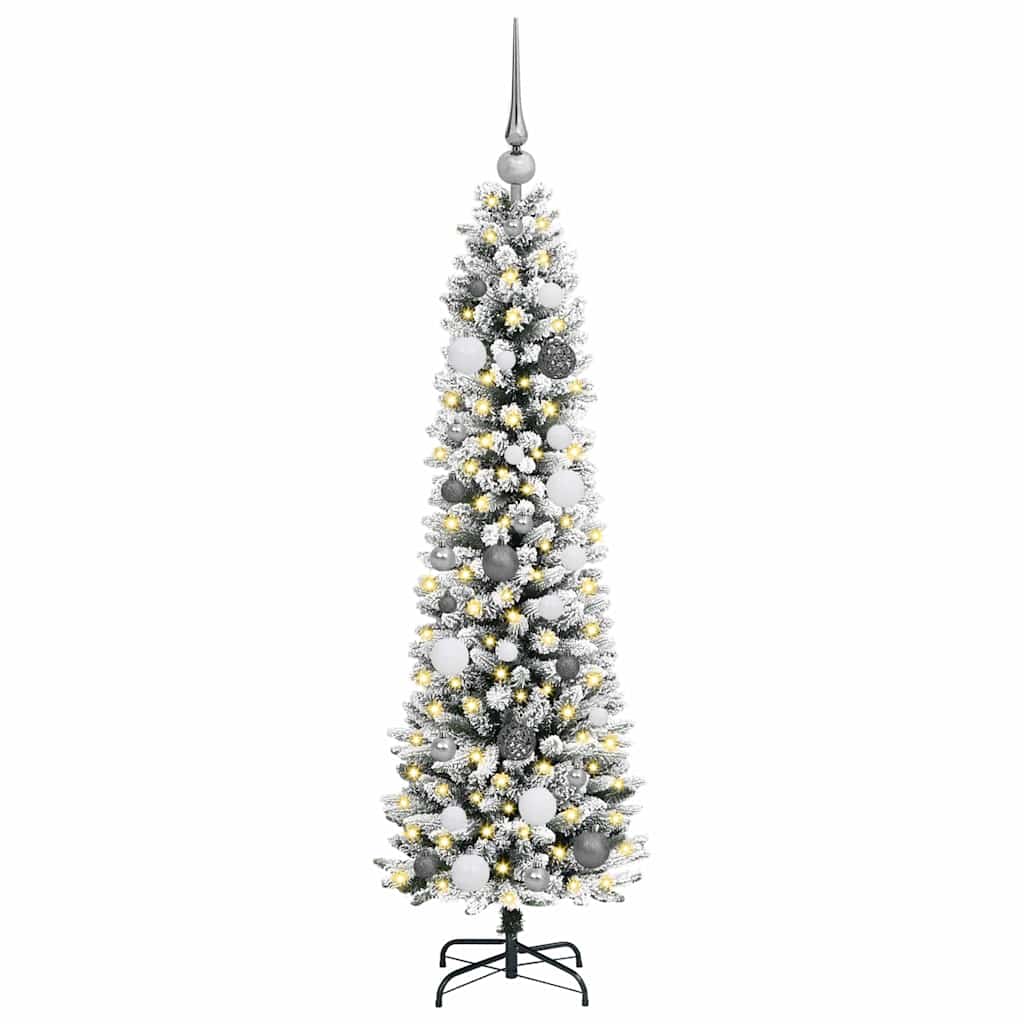 Artificial Christmas Tree White 59.1" PVC and Metal and Plastic