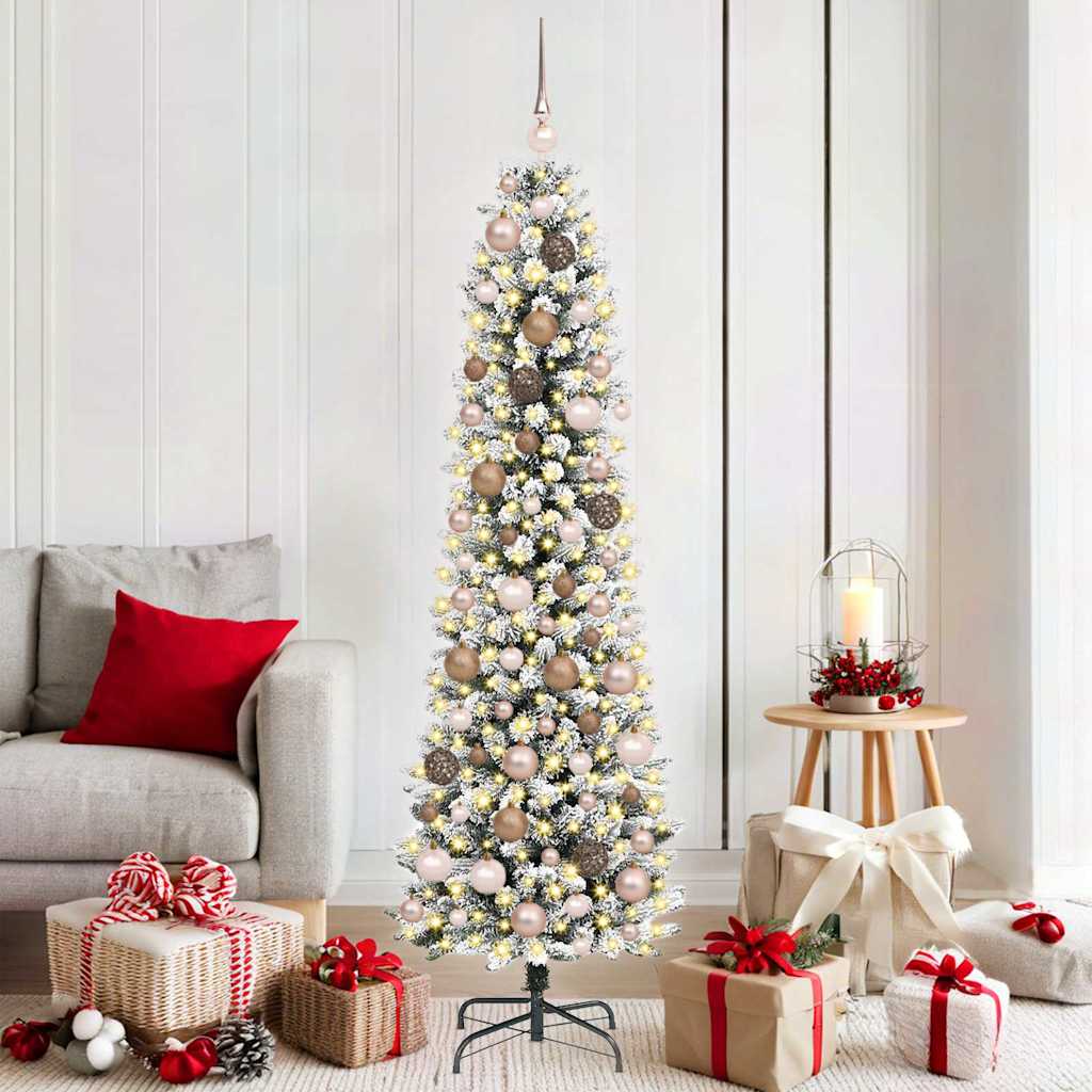 Artificial Christmas Tree White 70.9" PVC and Metal and Plastic