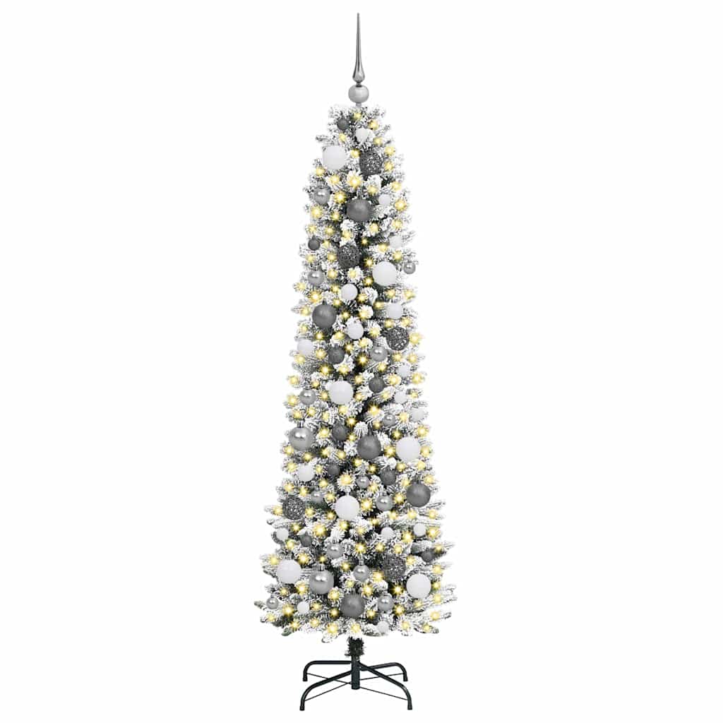 Artificial Christmas Tree White 70.9" PVC and Metal and Plastic