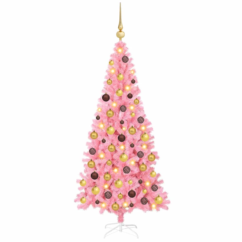 Christmas Tree with 300 LEDs with Stand Pink 70.9" PVC