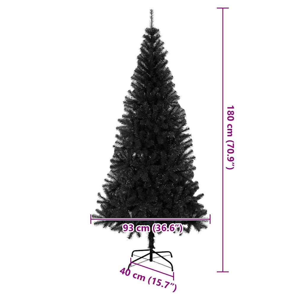 Christmas Tree with 300 LEDs with Stand Black 70.9" PVC