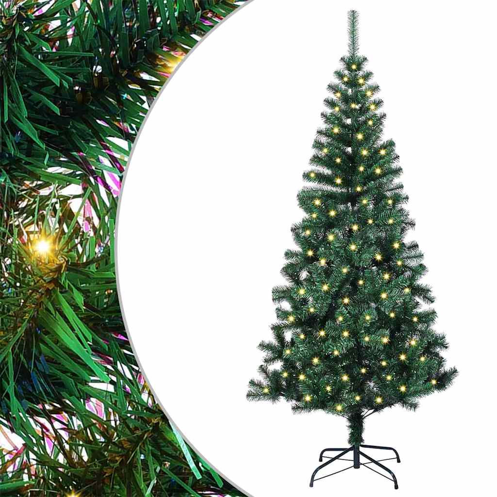 Artificial Pre-lit Christmas Tree Green 47.2" PVC and Metal