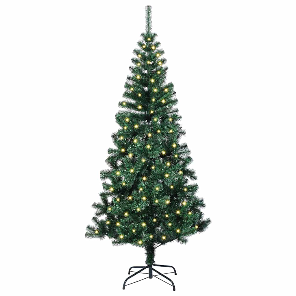 Artificial Pre-lit Christmas Tree Green 47.2" PVC and Metal