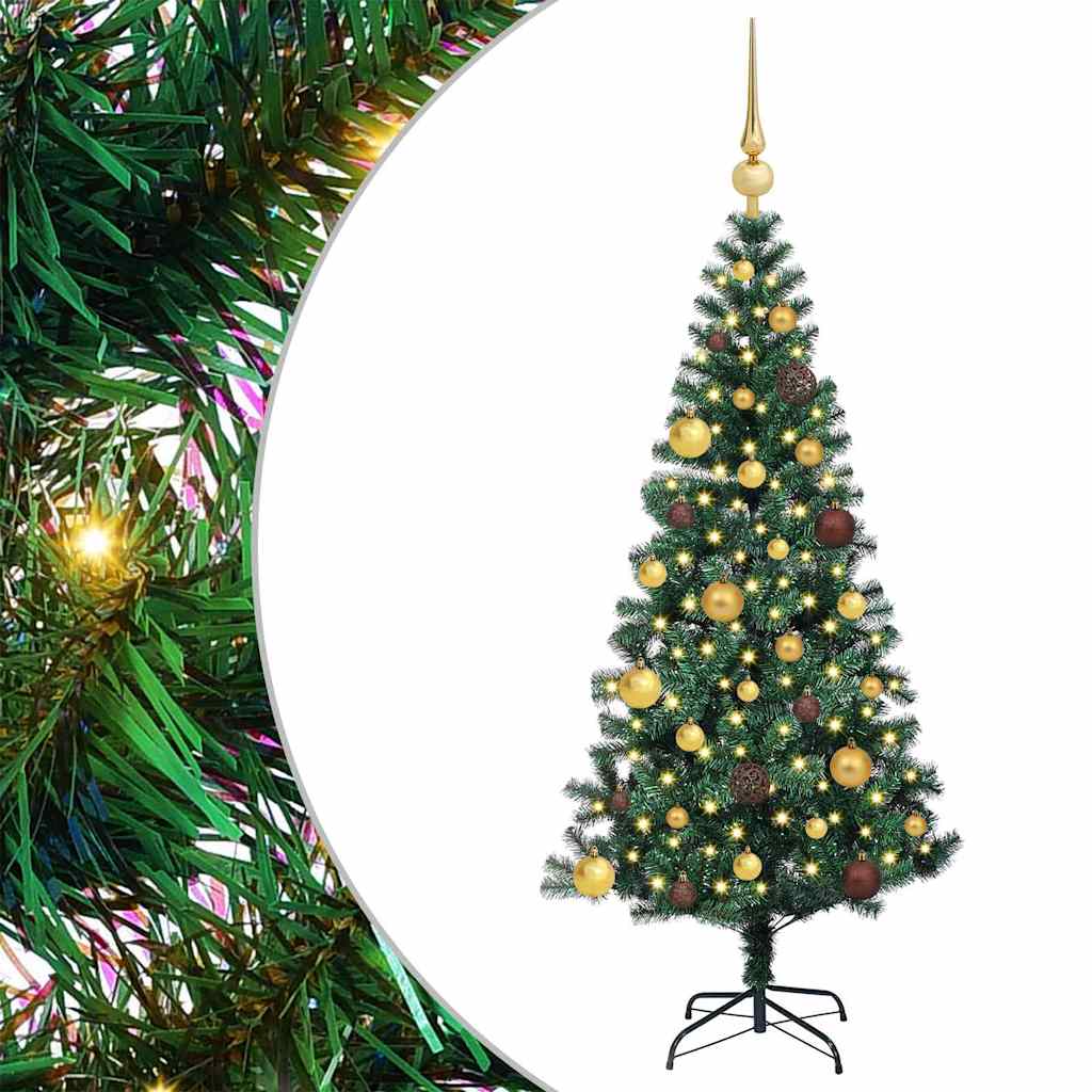 Artificial Pre-lit Christmas Tree Green 59.1" PVC and Metal