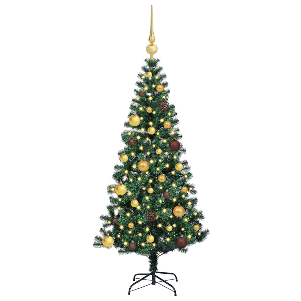 Artificial Pre-lit Christmas Tree Green 59.1" PVC and Metal