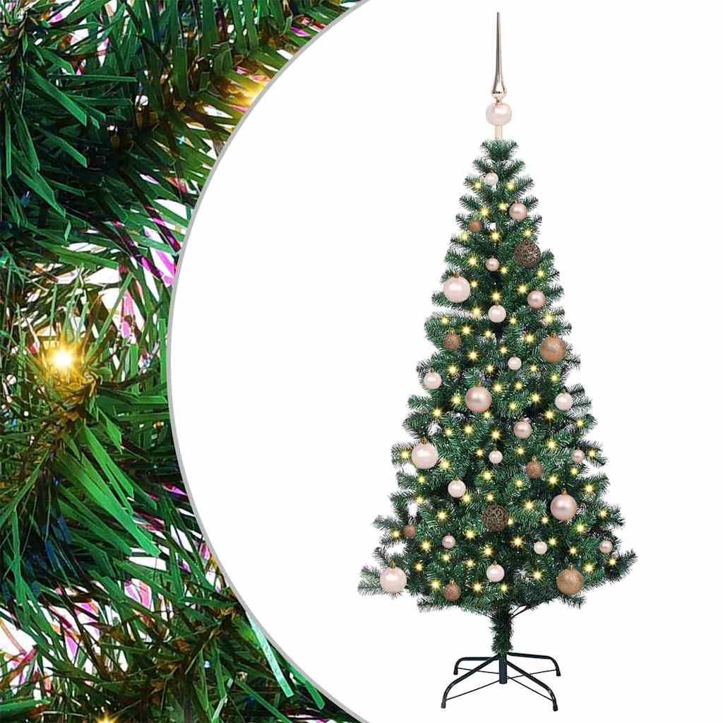 Artificial Pre-lit Christmas Tree Green 59.1" PVC and Metal