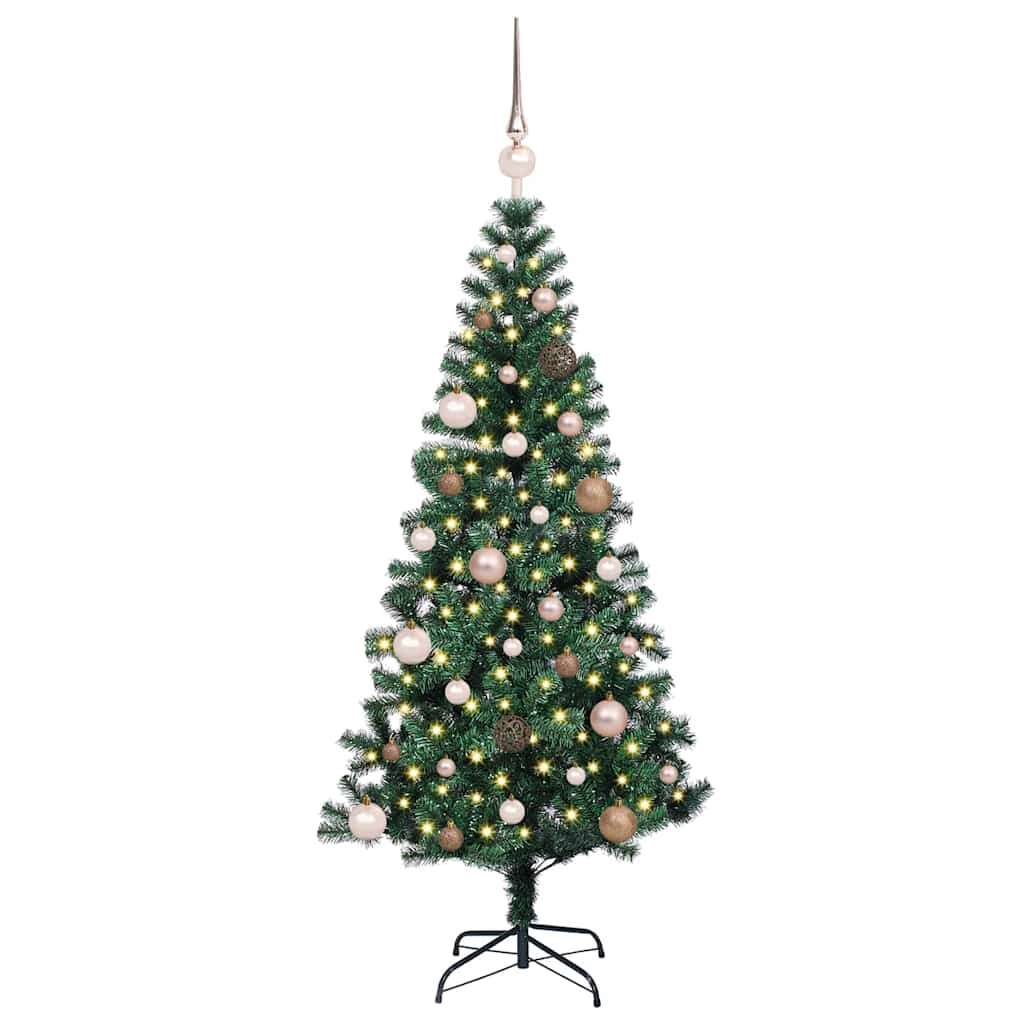 Artificial Pre-lit Christmas Tree Green 59.1" PVC and Metal