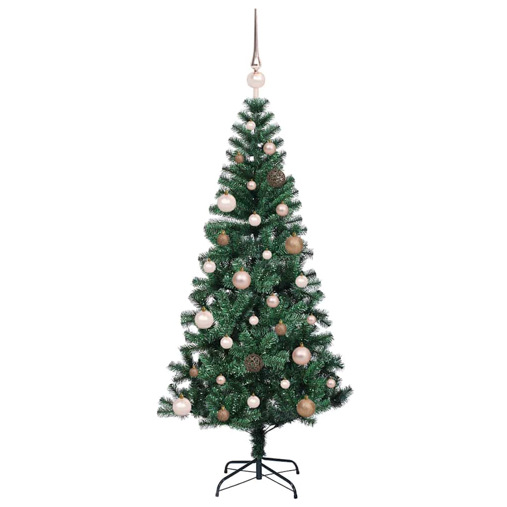 Artificial Pre-lit Christmas Tree Green 59.1" PVC and Metal