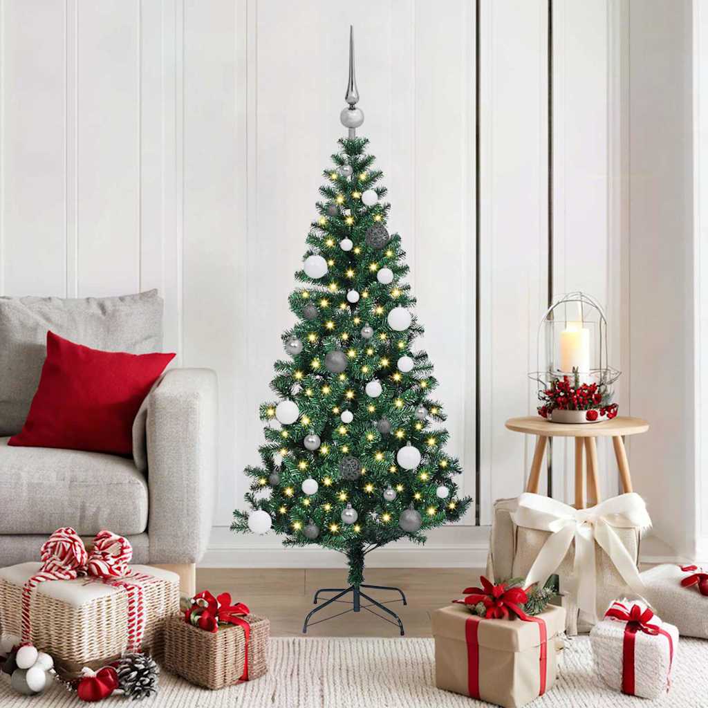 Artificial Pre-lit Christmas Tree Green 59.1" PVC and Metal