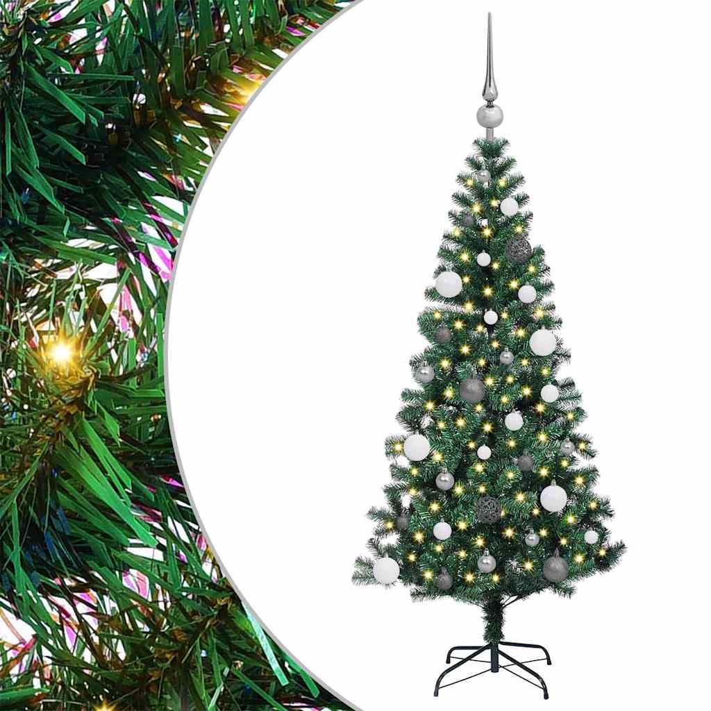 Artificial Pre-lit Christmas Tree Green 59.1" PVC and Metal