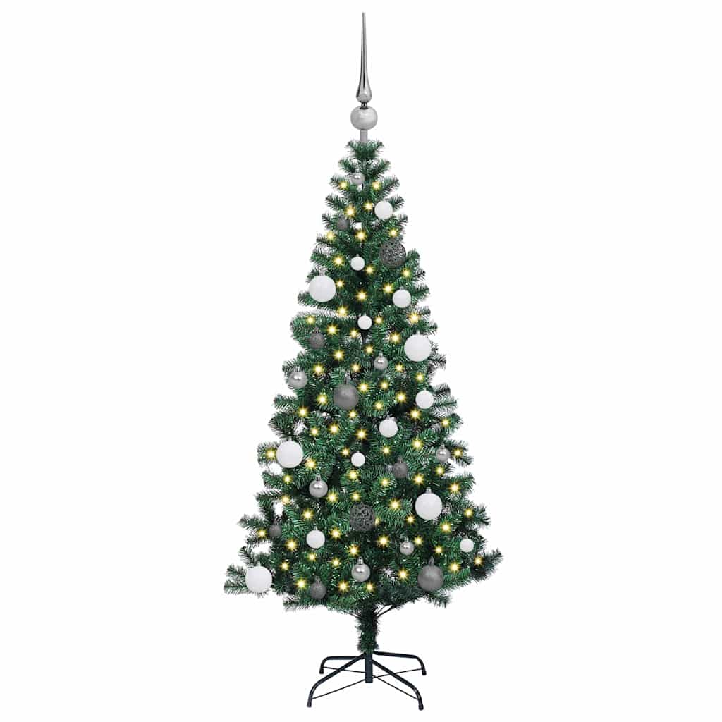 Artificial Pre-lit Christmas Tree Green 59.1" PVC and Metal
