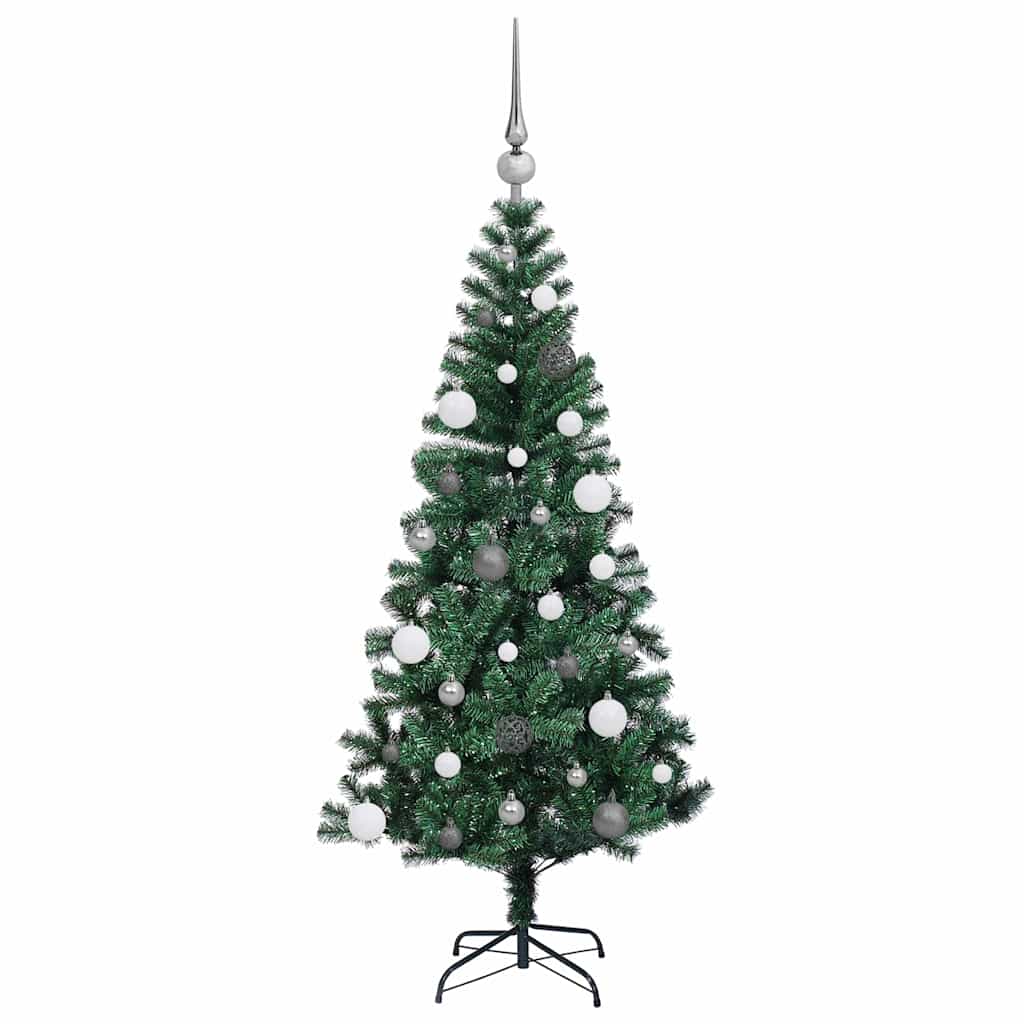 Artificial Pre-lit Christmas Tree Green 59.1" PVC and Metal