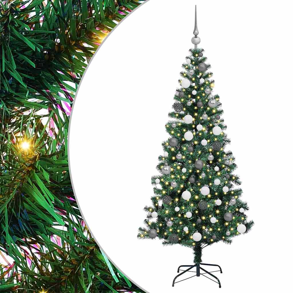 Artificial Pre-lit Christmas Tree Green 70.9" PVC and Metal