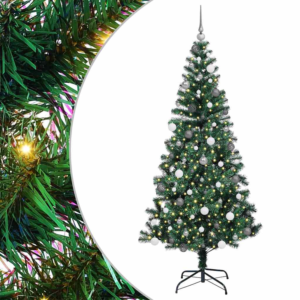 Artificial Pre-lit Christmas Tree Green 82.7" PVC and Metal