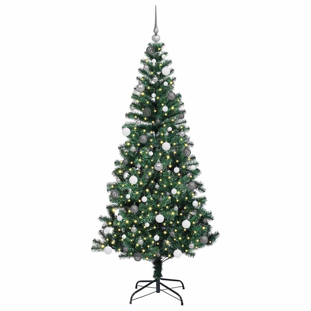 Artificial Pre-lit Christmas Tree Green 82.7" PVC and Metal