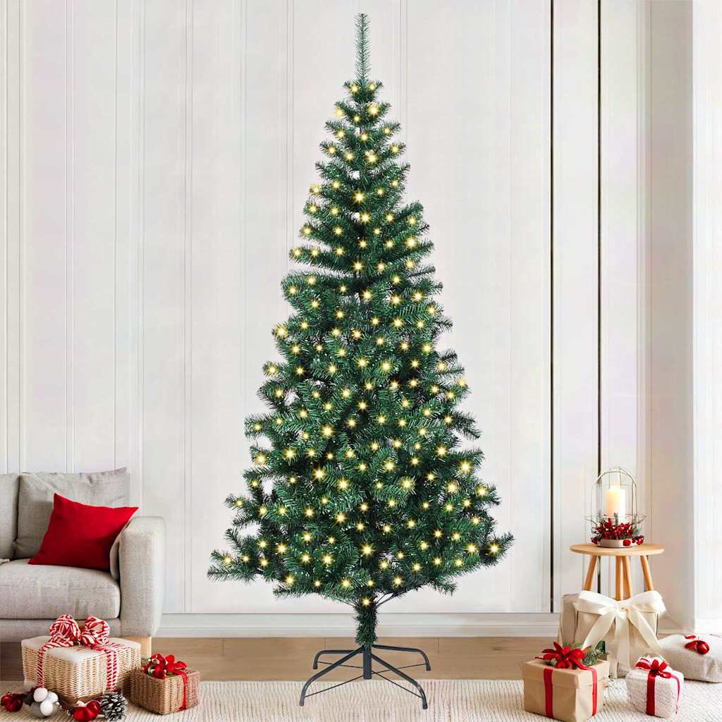 Artificial Pre-lit Christmas Tree Green 94.5" PVC and Metal