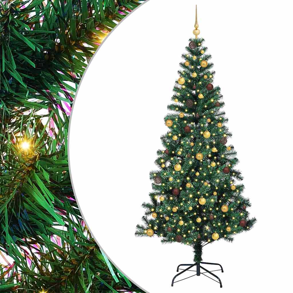 Artificial Pre-lit Christmas Tree Green 94.5" PVC and Metal