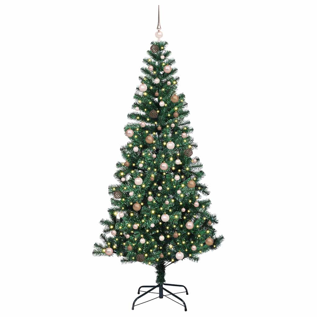 Artificial Pre-lit Christmas Tree Green 94.5" PVC and Metal