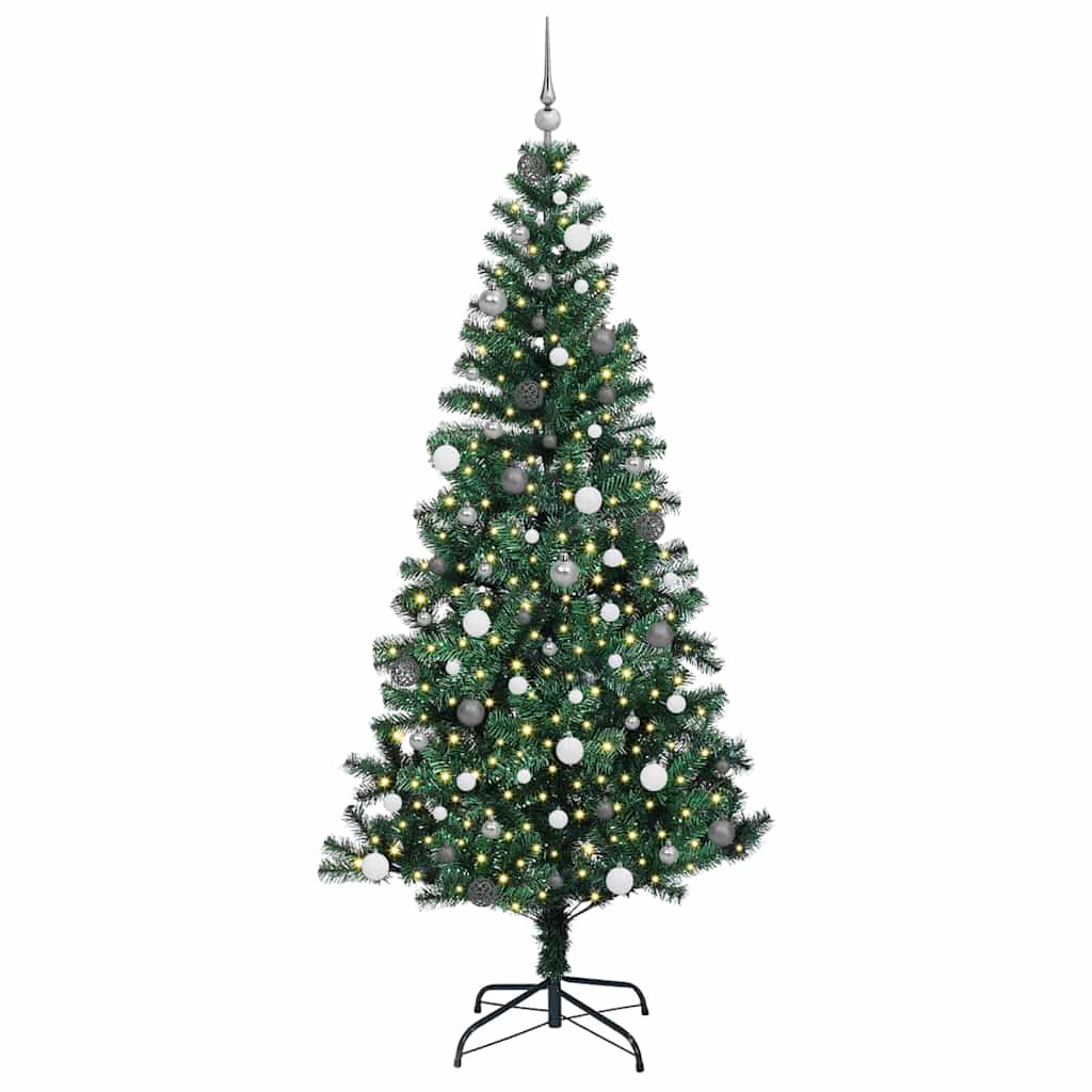 Artificial Pre-lit Christmas Tree Green 94.5" PVC and Metal